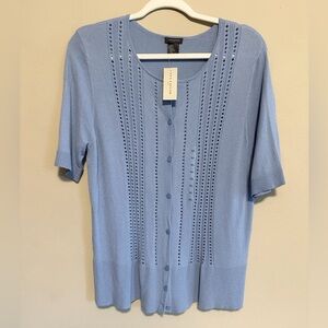 NWT Ann Taylor Light Periwinkle Blue Button Down Short Sleeve Cardigan
